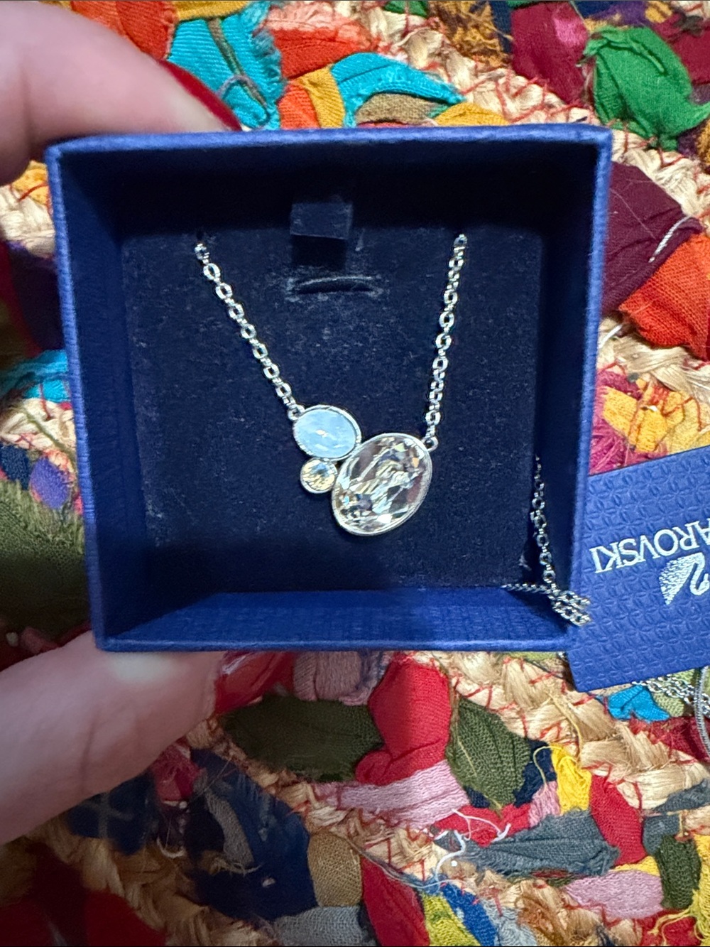 Swarovski Crystal Pendant Necklace in Clear and Opal Tones - Picture 2 of 3